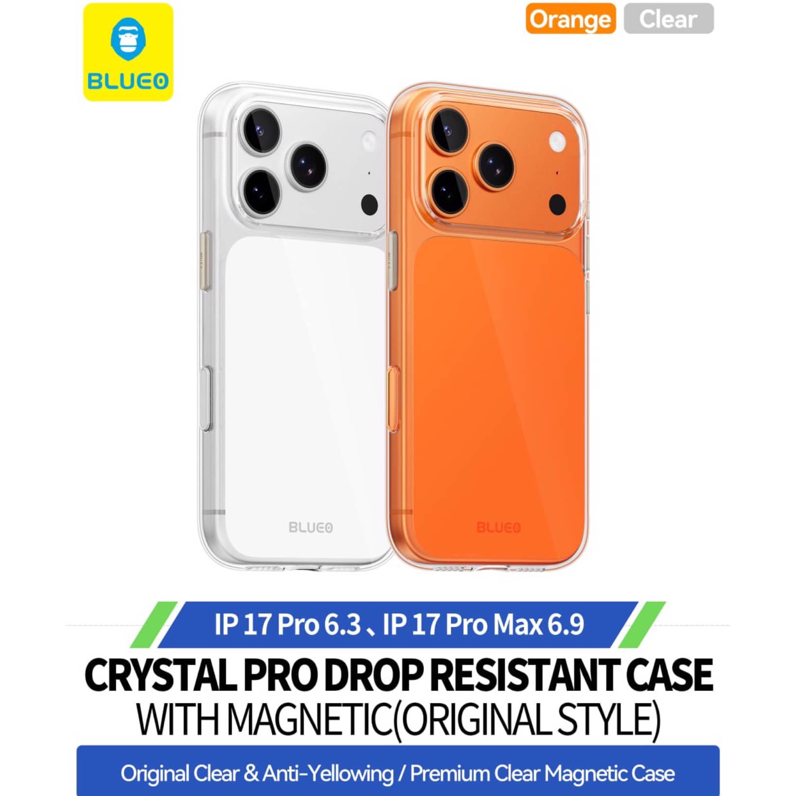 قاب بلو کریستالی  Blueo Crystal Clear Pro Drop Resistant Case With Magnetic (Original Style) Iphone